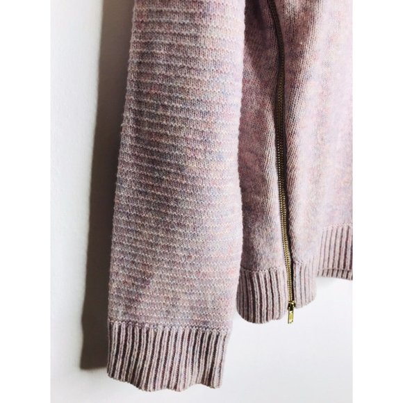 J. Crew Women's Small Pink Lavender 100% Wool Sweater with Full Side Zip - Picture 2 of 11